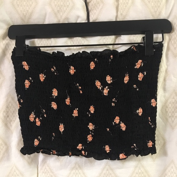 black w/ floral print tube top (Brandy Melville) - Picture 2 of 2